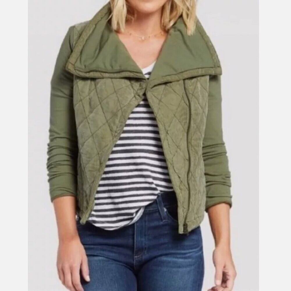 Marrakech Army Green Quilted Zip Jacket
